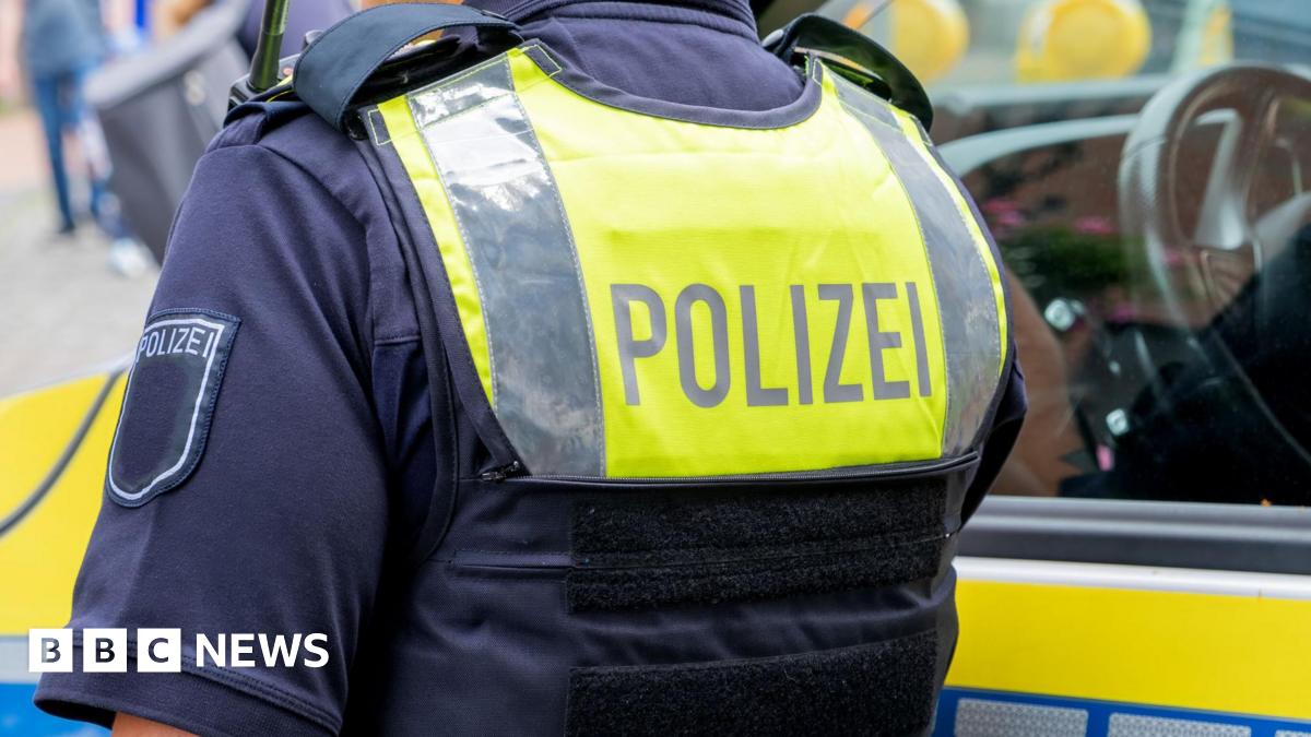 Stock image of the back of a German police officer