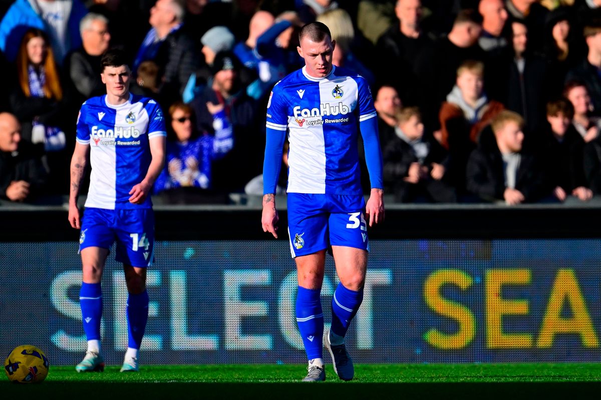 Kacper Lopata of Bristol Rovers looks dejected after conceding a second goal during the Sky Bet League 2 Match between Bristol Rovers and Swindon Town at Memorial Stadium on 13 December 2025. Photo: Tom Sandberg/PPAUK