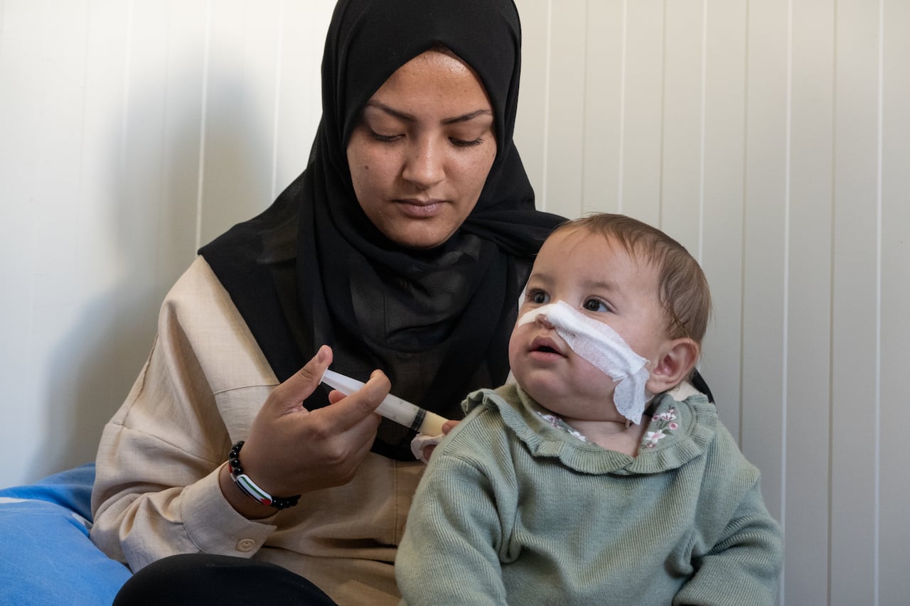  After spending more than 40 days in the Nasser hospital in Khan Younis, Hani Mohammad Abu Zarqa's phone rang with the news his young family had been waiting for.   His six-month-old daughter Habiba was going to be transferred out of Gaza in order to