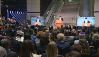‘We have to spread light’: Calgary Jews light menorah at city hall in wake of Sydney shooting