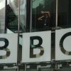 A view of the logo outside the BBC Headquarters in London, Wednesday.