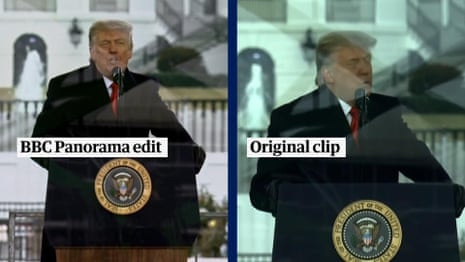 Side-by-side comparison of BBC-edited Trump speech from day of Capitol attack with original – video