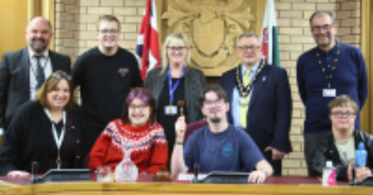 Ysgol Penmaes pupils quiz senior leaders in Council Chamber visit