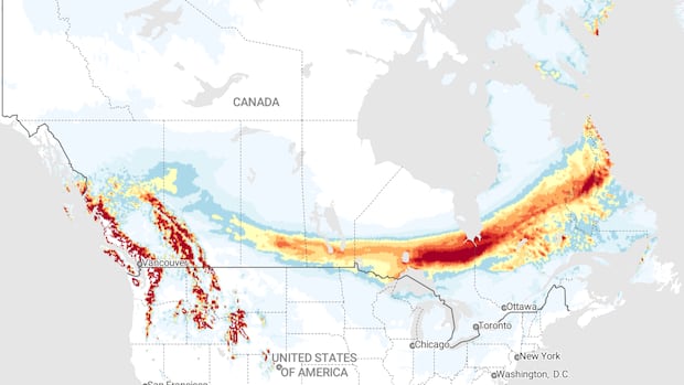 These maps show the pre-Christmas storm sweeping across Canada