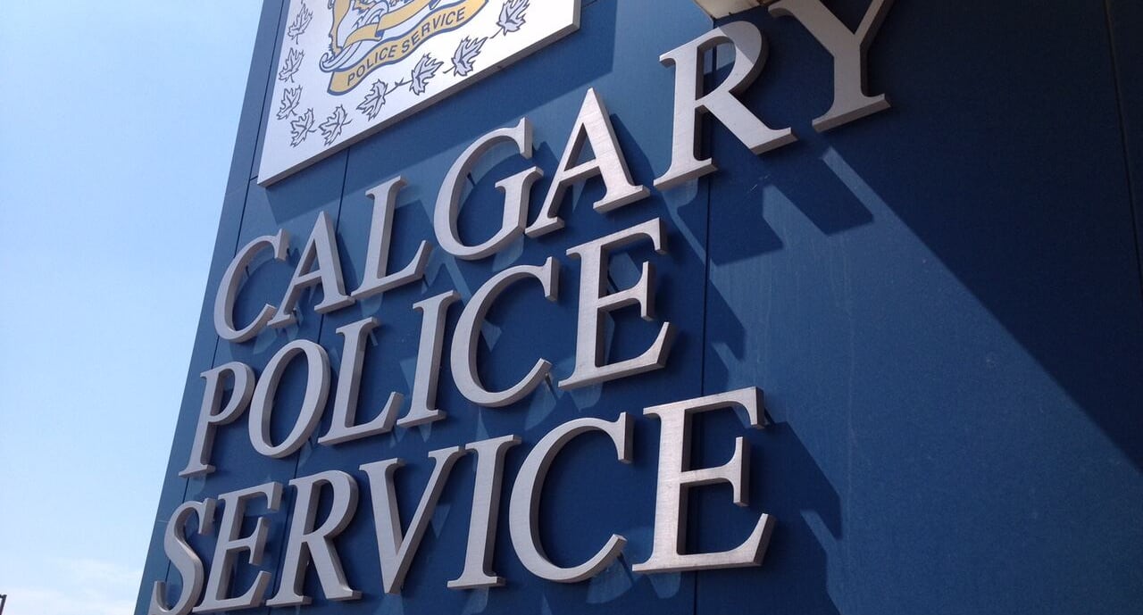 A sign outside the Calgary Police Service headquarters.