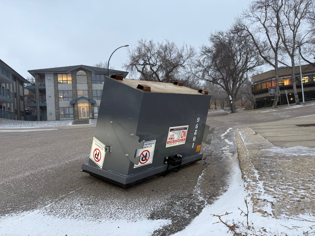 An upside-down dumpster.