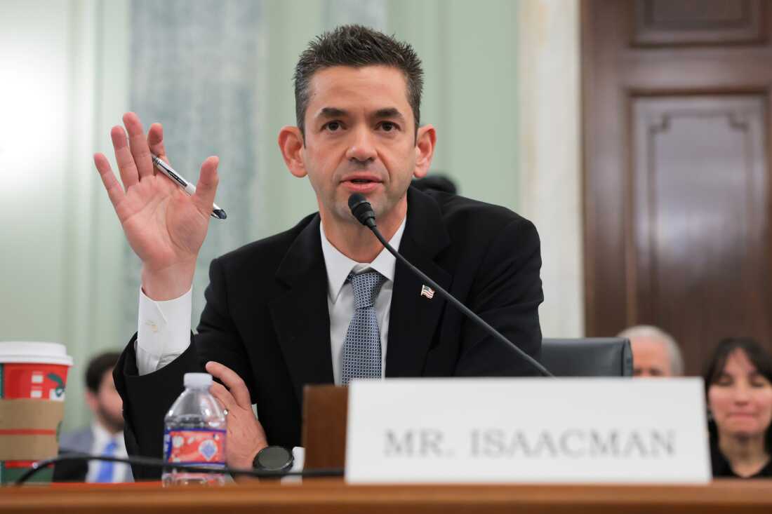Jared Isaacman testifies during his confirmation hearing on Capitol Hill in early December.