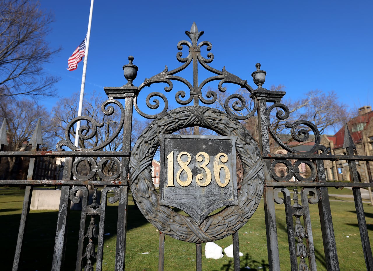 A close-up image of a gate at Brown University in Providence, R.I.