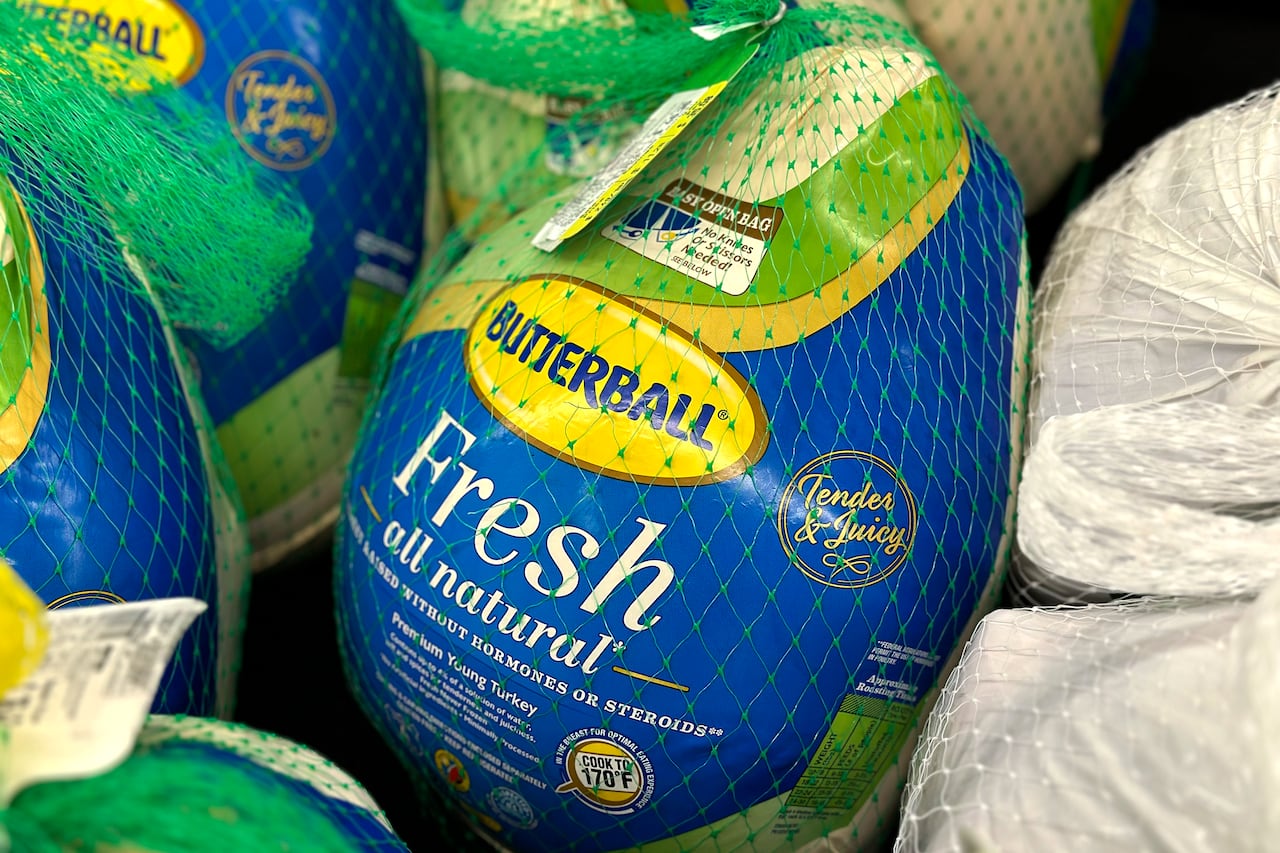A case of turkeys that says butterball