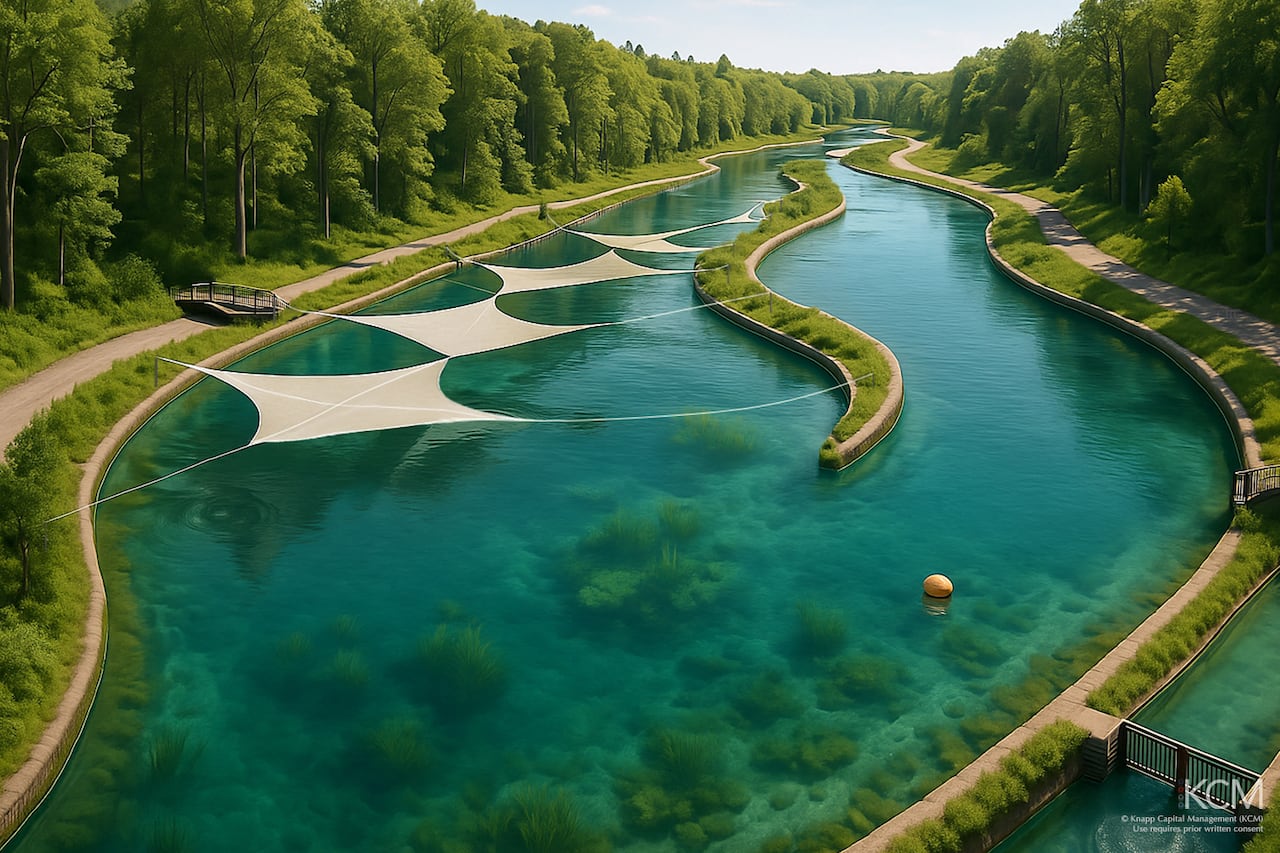 This picture is an AI-generated image is a picture of a proposed whale sanctuary. 