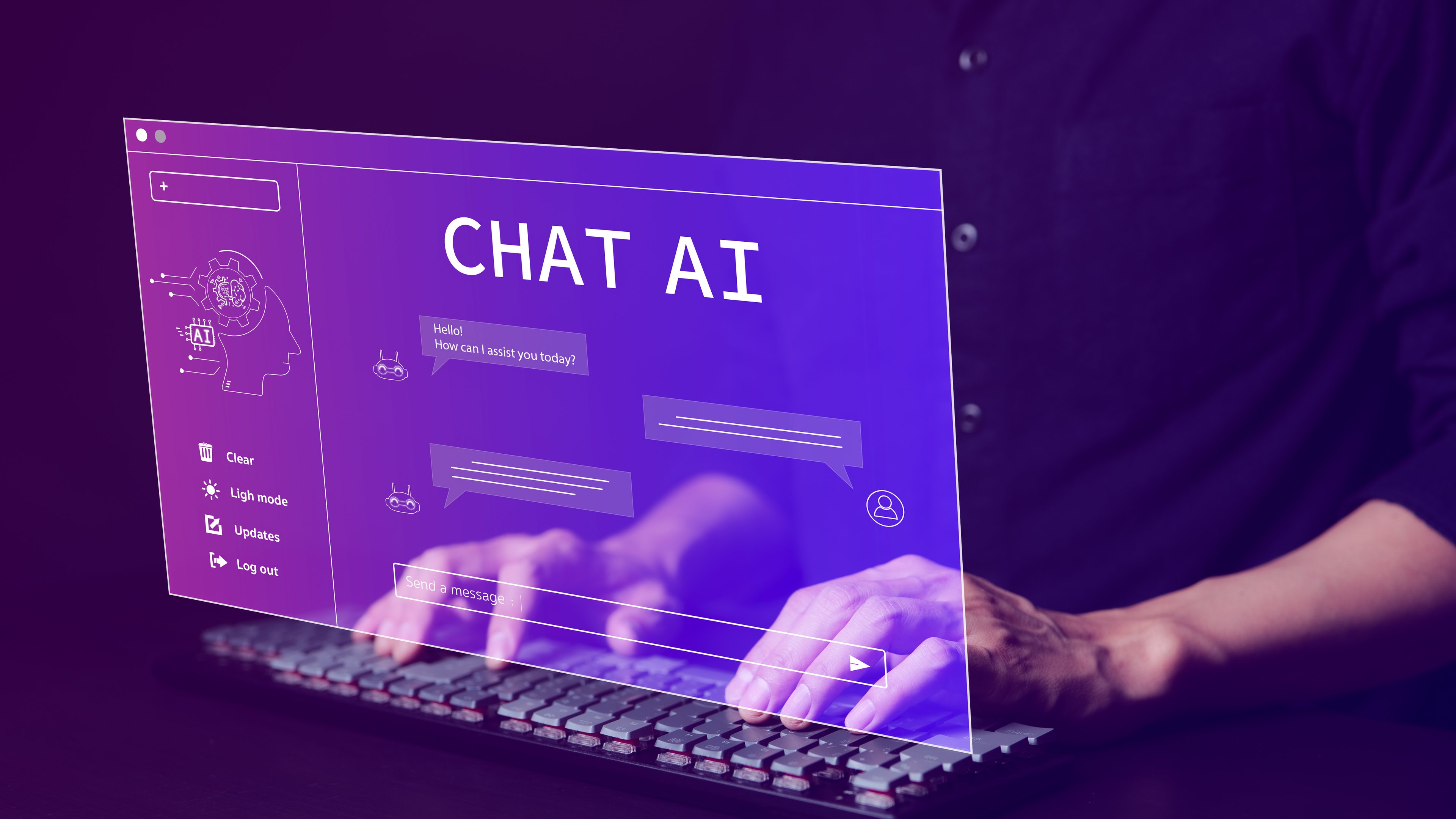 Chat AI on a purple screen.