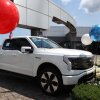 A 2023 Ford F-150 Lightning EV is offered for sale at Golf Mill Ford in Niles, Ill., in 2023. 
