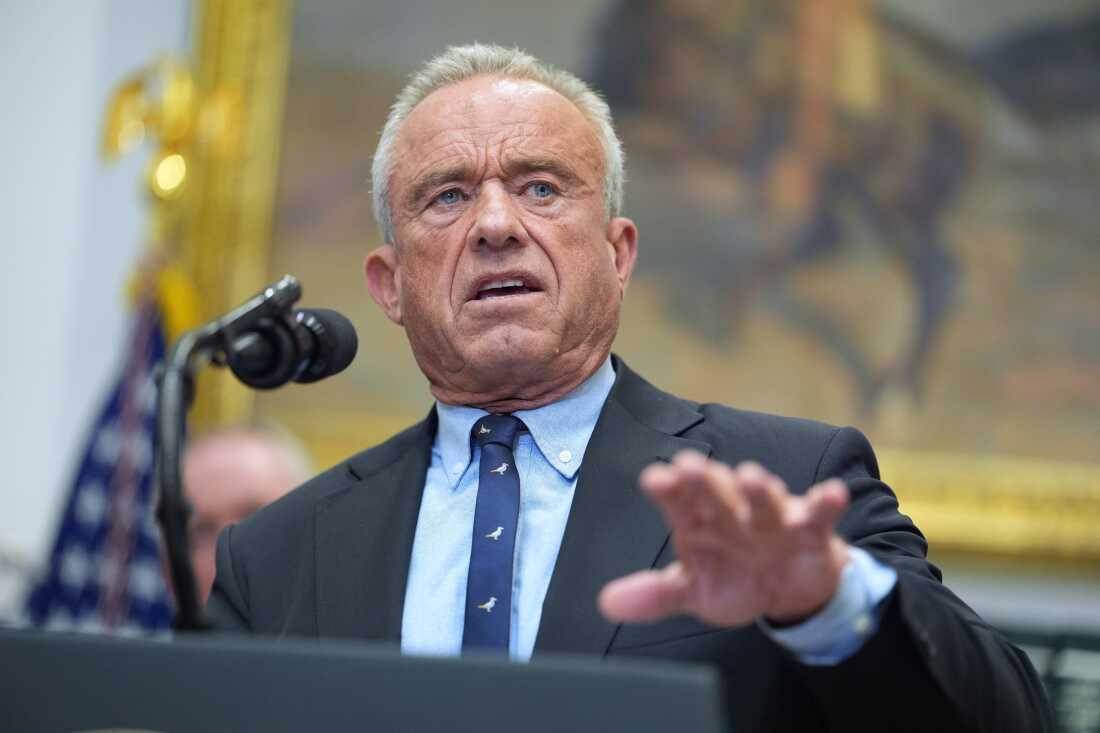Secretary of Health and Human Services, Robert F. Kennedy, Jr., speaks during an event on prescription drug prices in the Roosevelt Room of the White House, Friday, Dec. 19, 2025, in Washington.