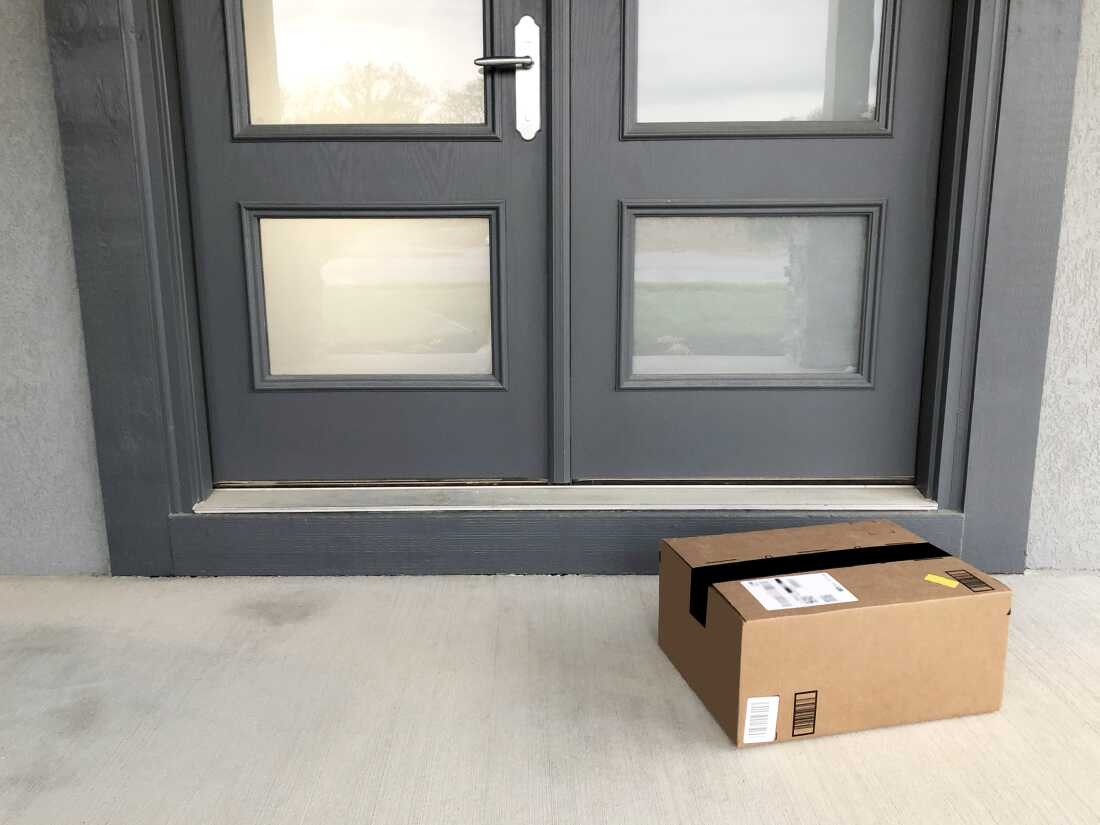 a package sitting by a front door