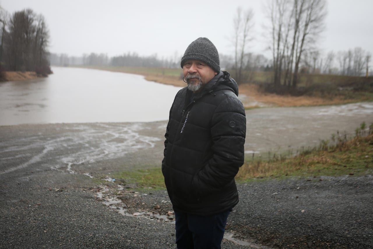 Man standing by a river.