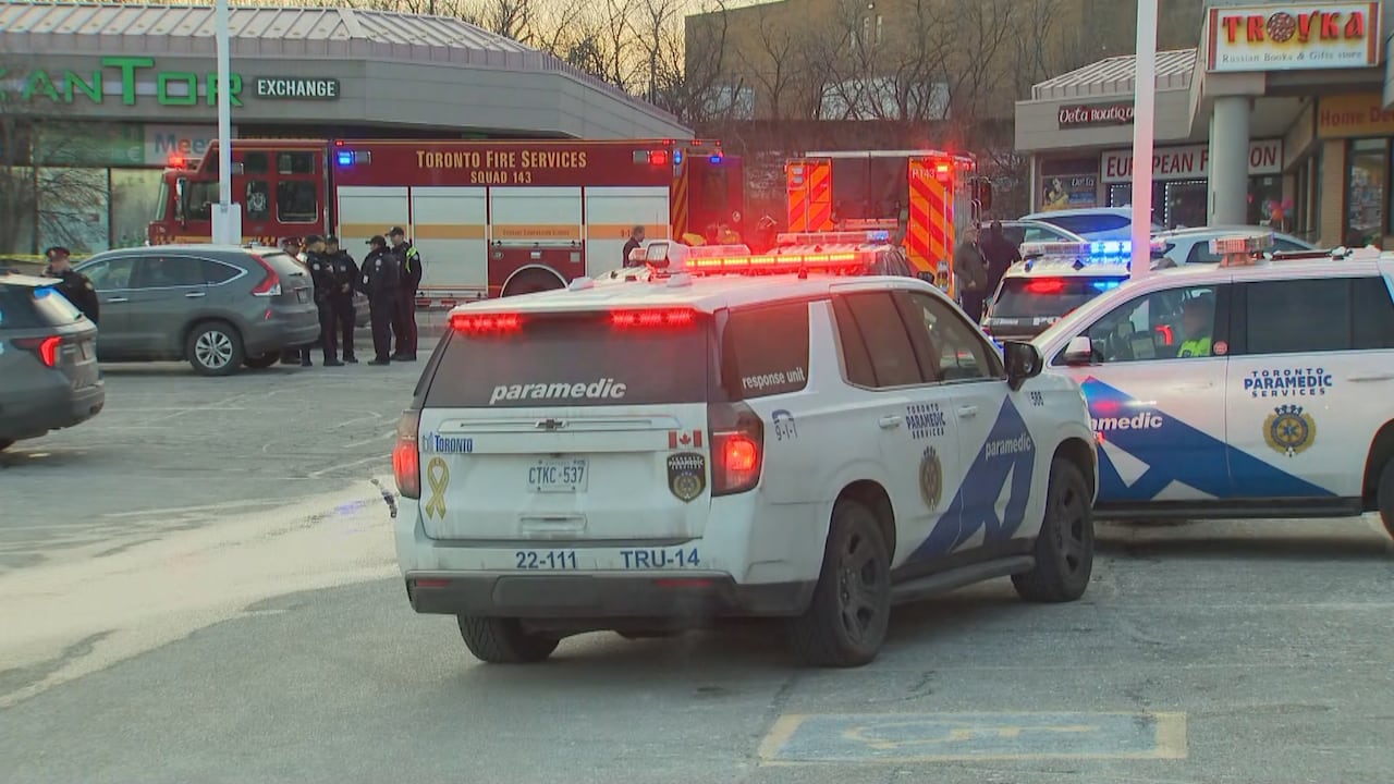 Police and fire vehicles at crash site.