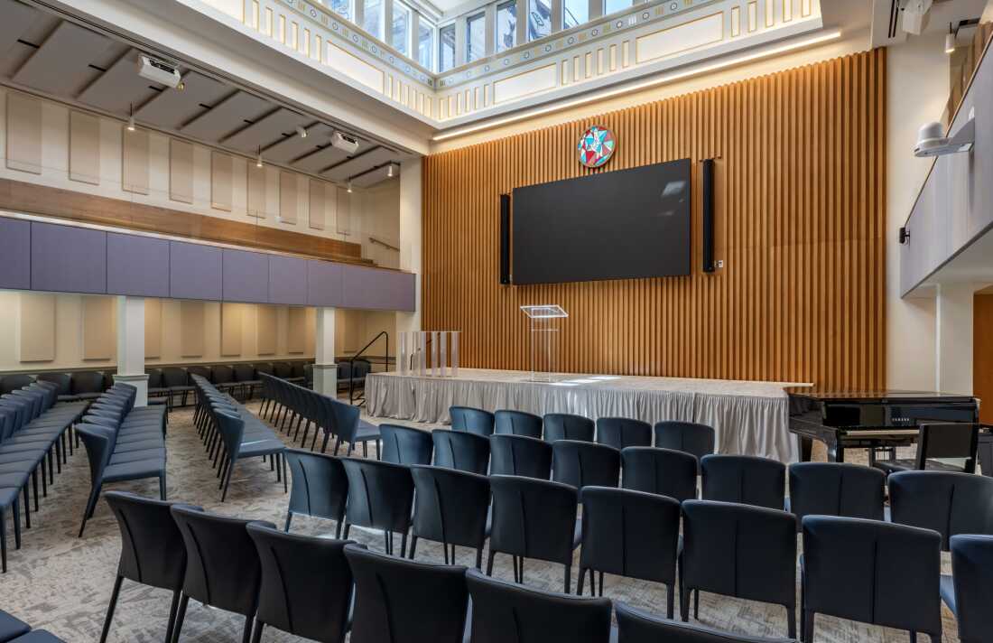 Middle Collegiate Church has been given a modern look thanks to new lighting and Art Deco inspired wallpaper.