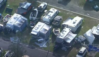 Tourist park evacuated, crane snaps as microburst hits Southport
