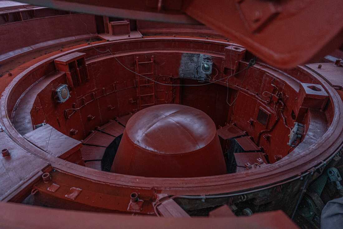 Upper section of an intercontinental ballistic missile launch silo of the 309th Missile Regiment at the Museum of the Strategic Missile Forces.