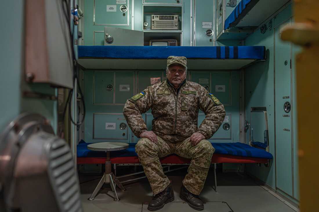 Hennadii Fil, 65, former deputy Commander of the 309th Missile Regiment inside the protected command post of the central position.