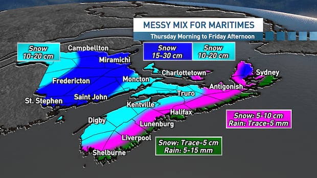New year to kick off with snow and rain for the Maritimes