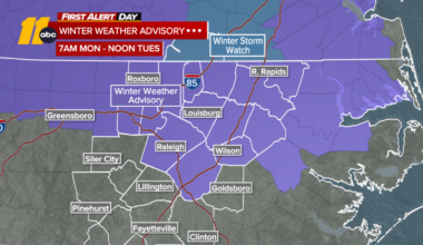 Central North Carolina could see snow Monday with cold temperatures, black ice risk