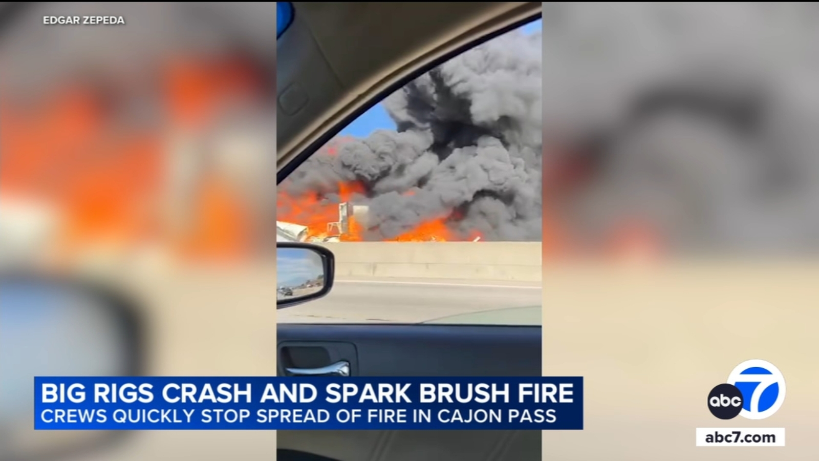Fiery crash involving 2 big rigs in Devore sparks brush fire, temporarily shuts down 15 Freeway