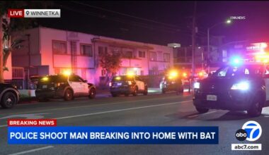 Los Angeles police shoot suspect armed with bat trying to break into home in San Fernando Valley