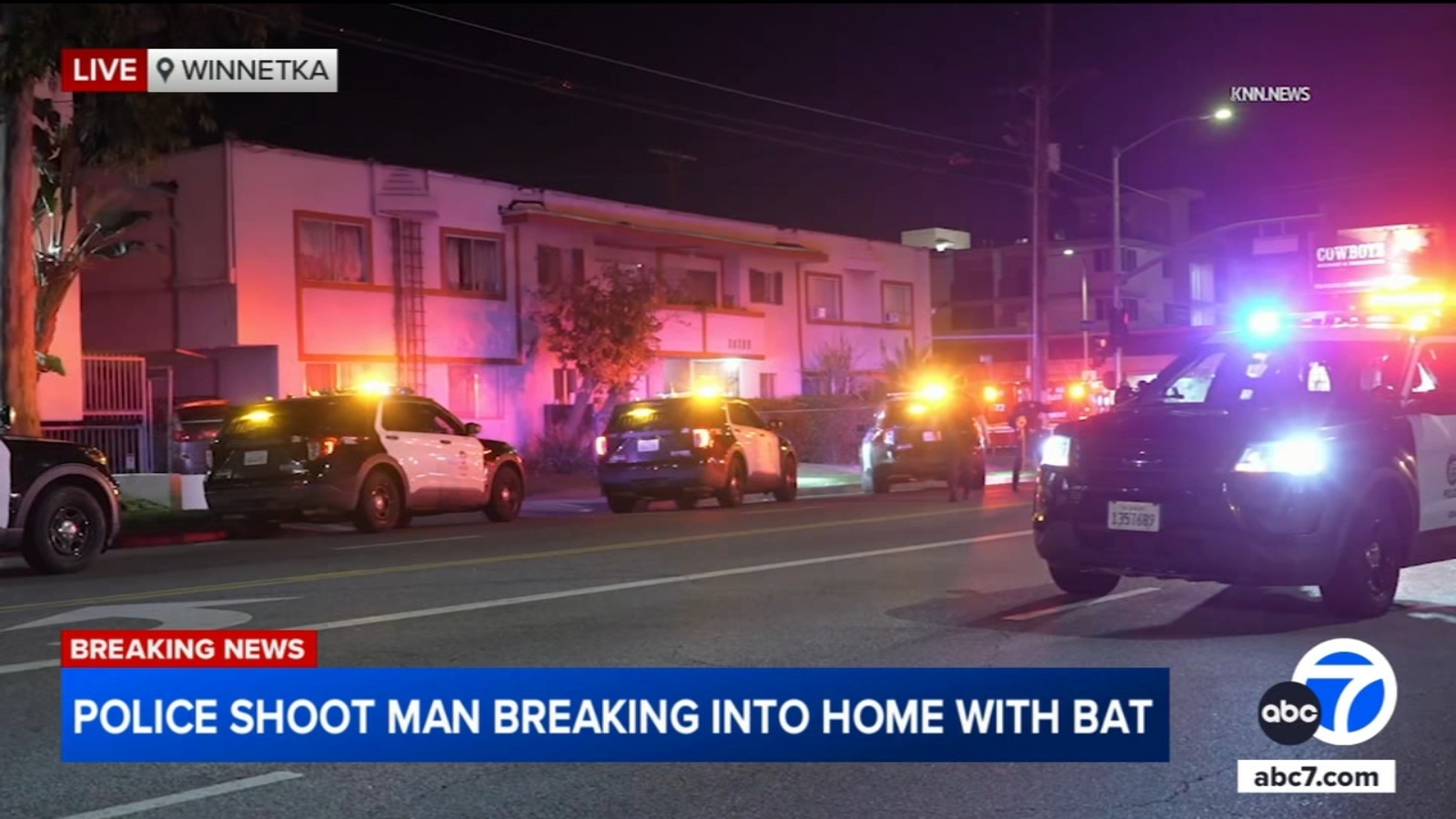 Los Angeles police shoot suspect armed with bat trying to break into home in San Fernando Valley