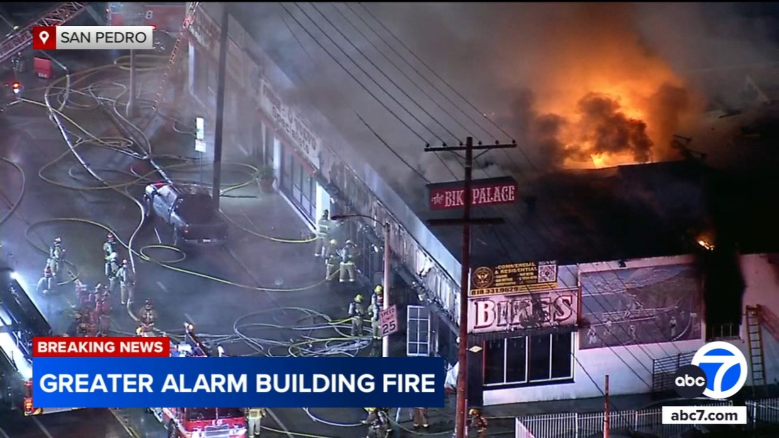 Large fire breaks out at commercial building in San Pedro