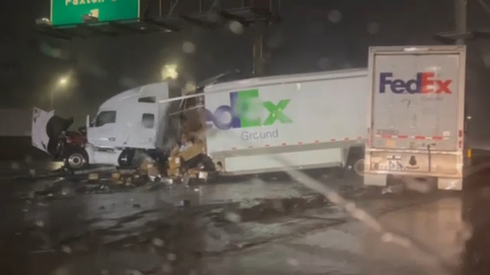 Los Angeles area rain and flooding: 5 Freeway in San Fernando shut down for several hours due to crash involving FedEx semi-truck