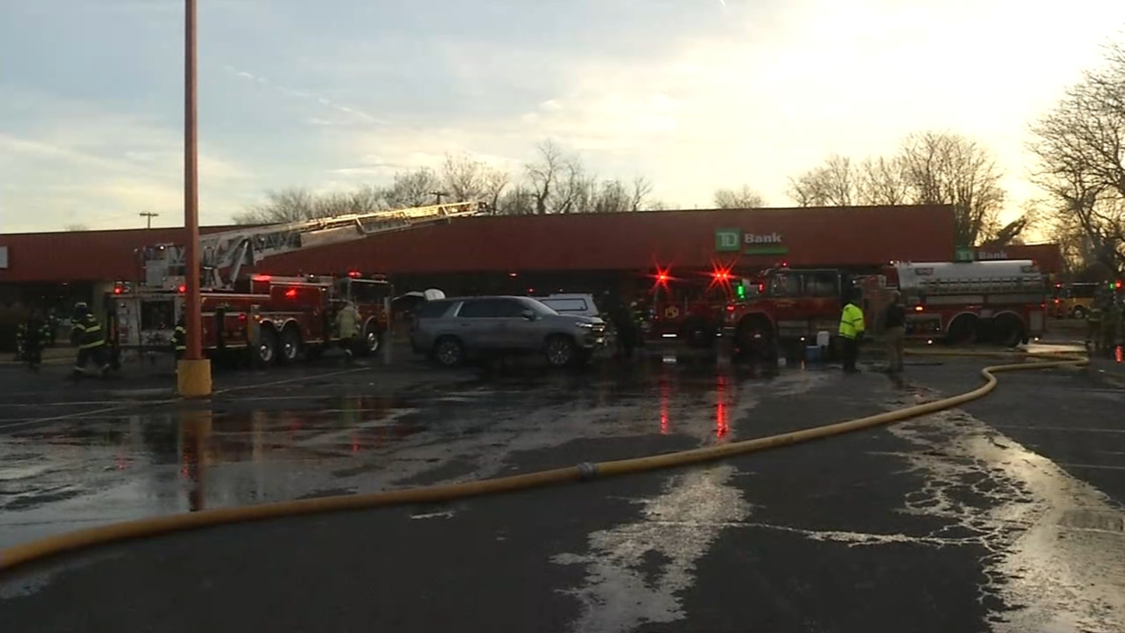 Crews battle fire at TD Bank in Salem, New Jersey