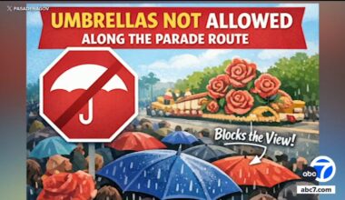 Umbrellas not permitted along Rose Parade route, Pasadena officials say
