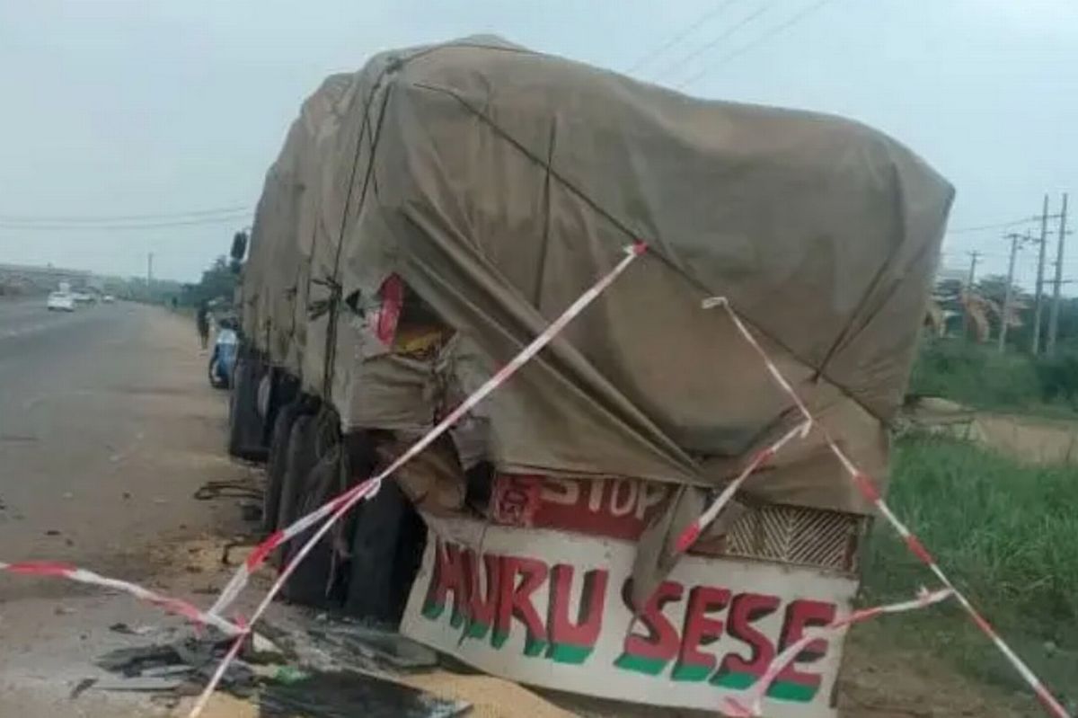 A photo of the truck that the SUV collided with
