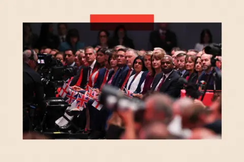Reuters David Lammy,  Rachel Reeves, Wes Streeting, Shabana Mahmood and others watch from the audience as Keir Starmer (not pictured) delivers a speech 