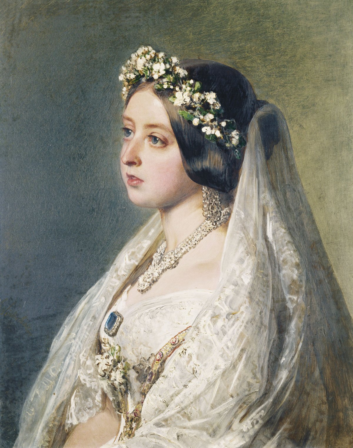 Franz Xaver Winterhalter's 1847 portrait of Queen Victoria in her wedding gown (Royal Collection Trust)