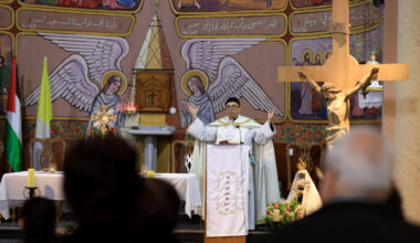 Palestinian Christians attend Mass ahead of Christmas, in Gaza City