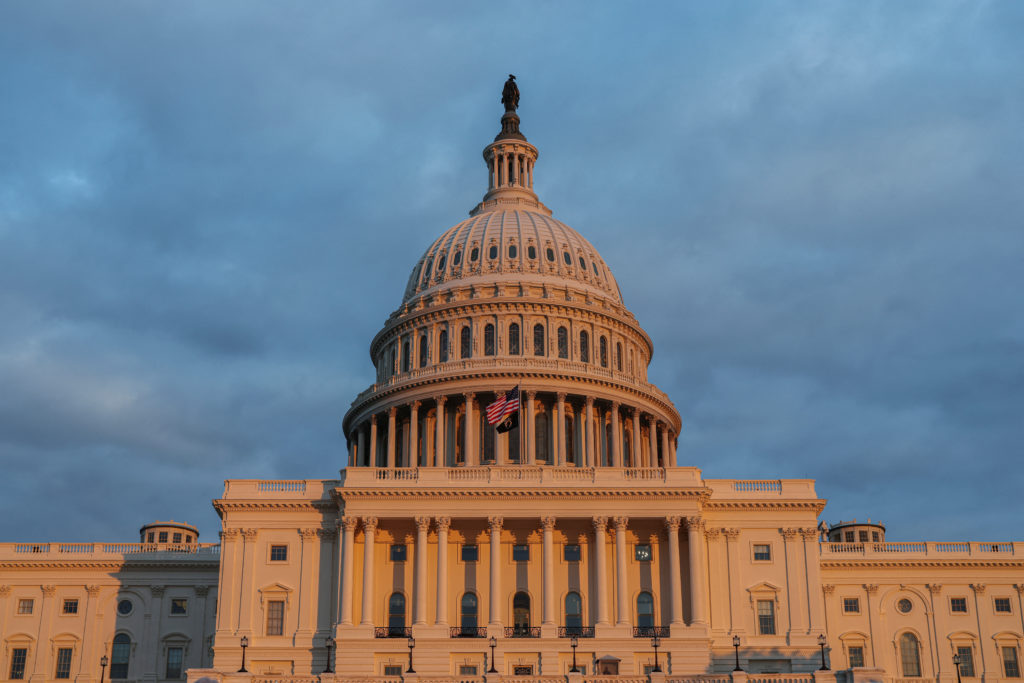 The U.S. Capitol at sunset in Washington, D.C.
