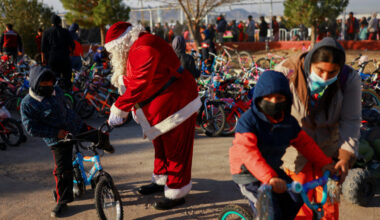 Annual gift-giving event for children in need organized by the fire department, in Ciudad Juarez