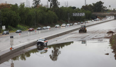 Heavy rains fall due to an atmospheric river near Los Angeles