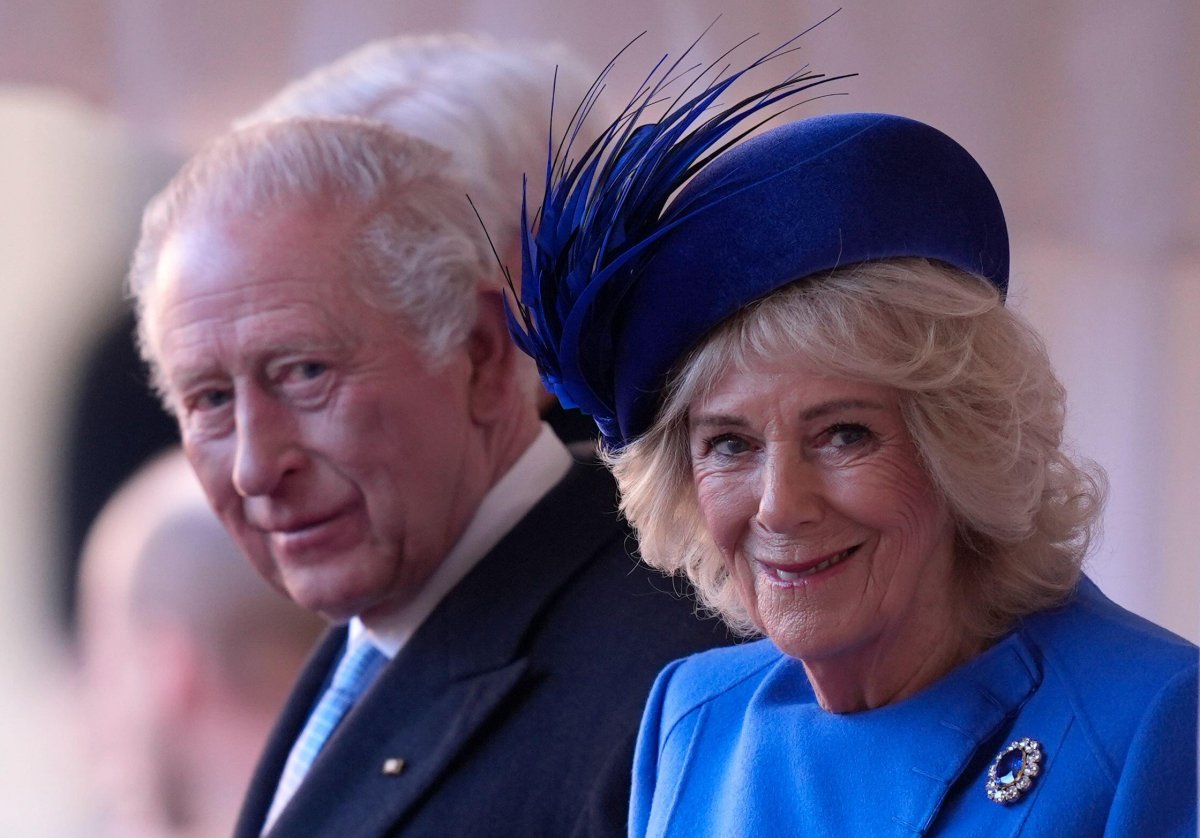 King Charles III and Queen Camilla welcome the President of Germany to Windsor Castle for a state visit on December 3, 2025 (Andrew Matthews/PA Images/Alamy)