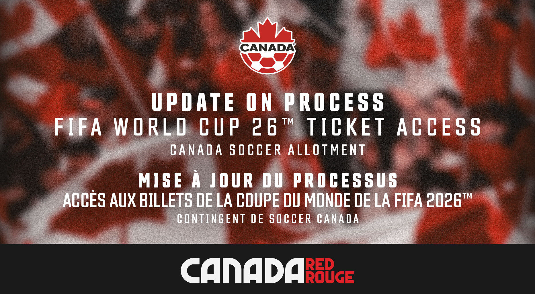 Canada Soccer Provides Update on Process for FIFA World Cup 26™ Ticket Access via CanadaRED
