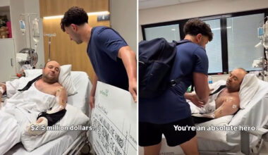 Bondi hero receives AUD$2.5 million cheque in hospital bed