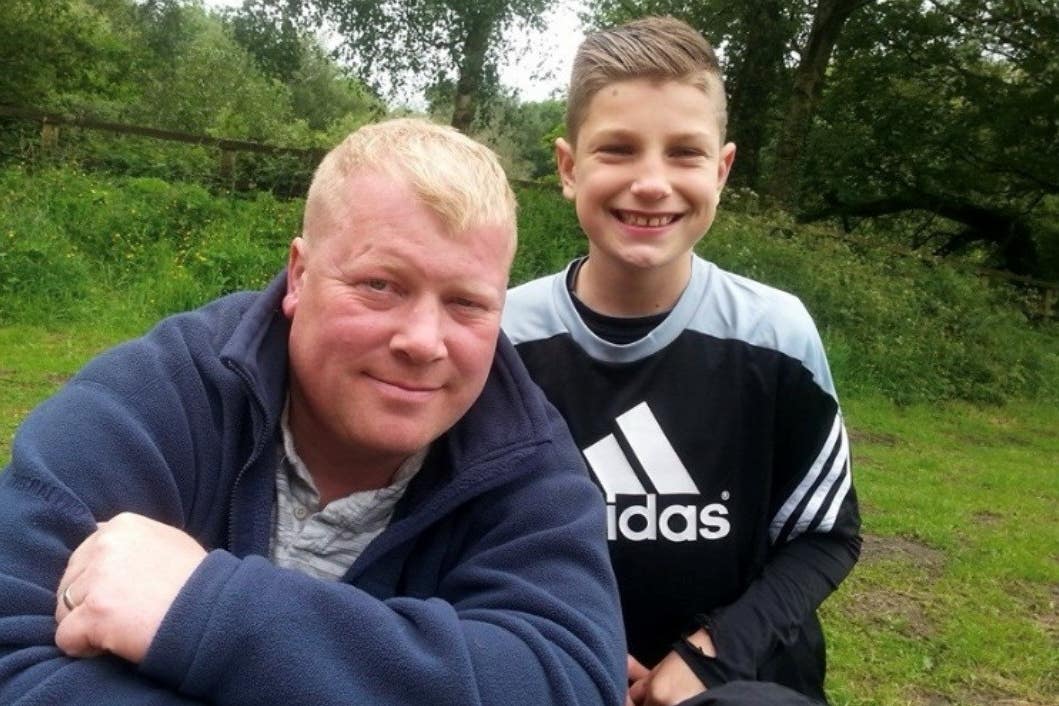 Manchester United defender Rhys Bennett and his father David, who took his own life in October (handout)
