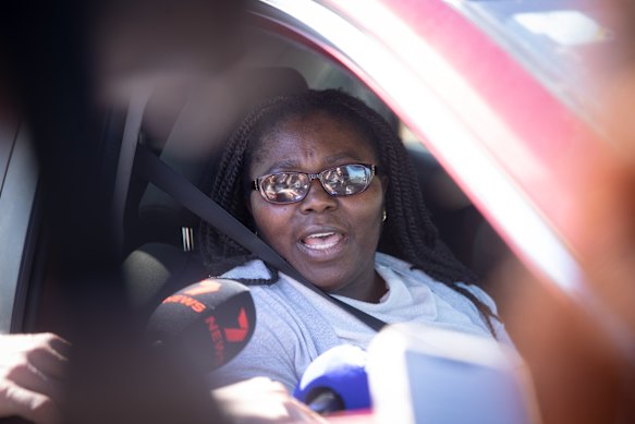 Parent Doris Anati during school drop-off on Wednesday morning.