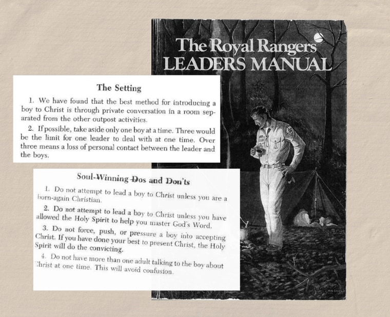 Excerpts from The Royal Rangers leaders manual, including do's and don'ts for leading Christian boys.