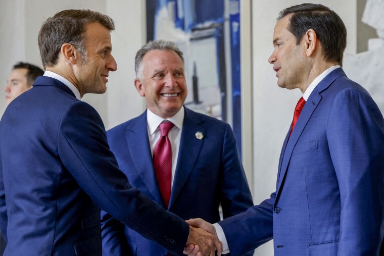 Emmanuel Macron, Marco Rubio and Steve Witkoff