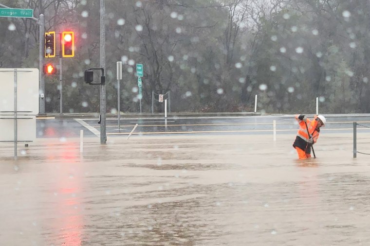 Flash floods on Old Oregon Trail in Redding, Calif. on Sunday.