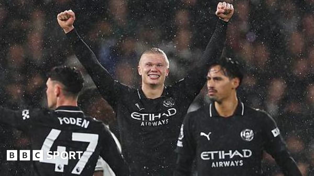 Erling Haaland celebrates scoring against Fulham