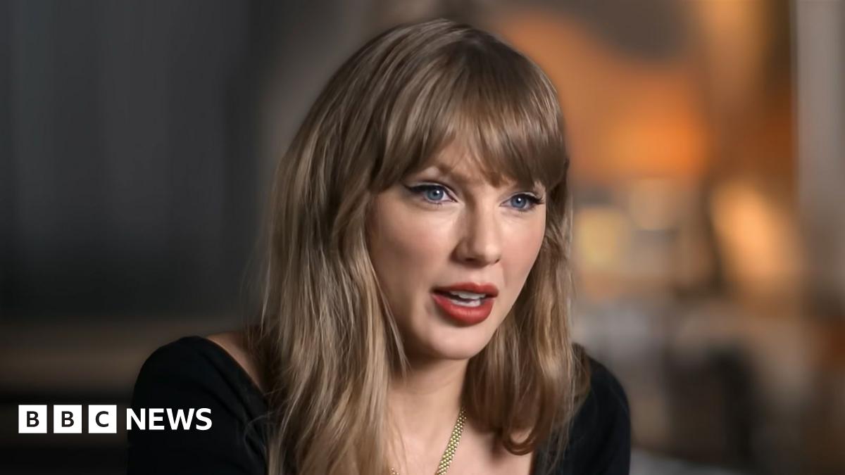 Taylor Swift speaks in a still image from her Disney+ documentary, The End of an Era